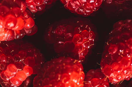 Macro of Fresh raspberries