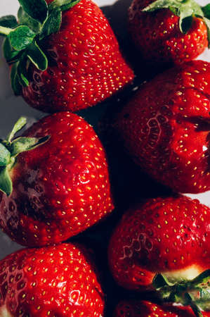 Macro of Fresh strawberriesの写真素材