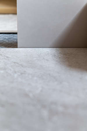 The process of selecting new ceramic tiles for kitchenの写真素材