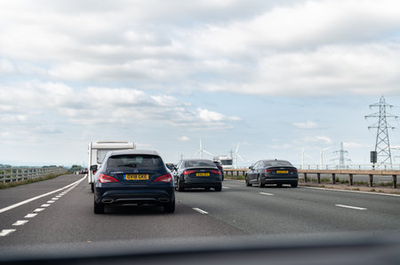 Slow moving traffic jam in UKのeditorial素材