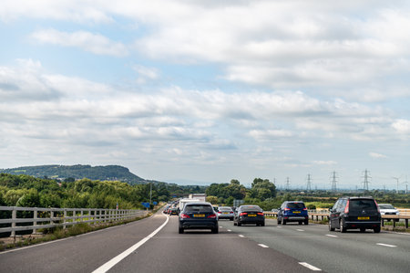 Slow moving traffic jam in UKのeditorial素材