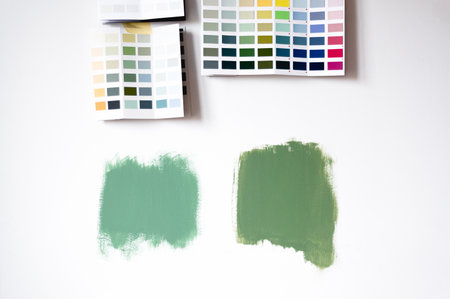 Choosing wall paintsの写真素材