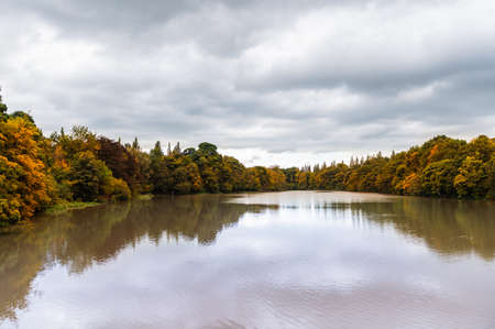 Lymm dam during autumn seasonの写真素材