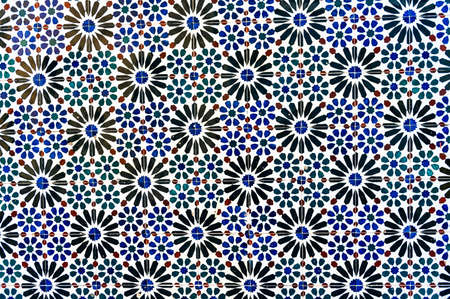 Portuguese tiles Azulejo closeup. Traditional way of decorating walls of houses in Aveiro. Portugal