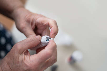 Home tests for glucose with glucometerの写真素材