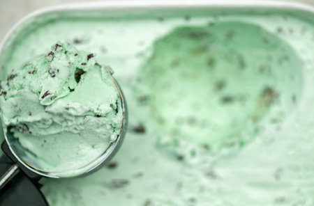 Mint Choc Chip Ice Creamの写真素材