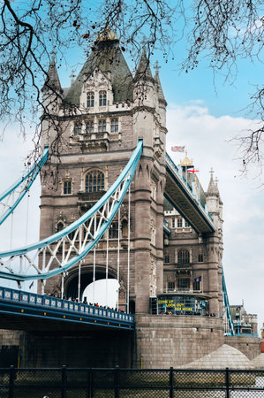 London, United Kingdom - February 18, 2023 : View for London Bridge from banks of river Thames.のeditorial素材