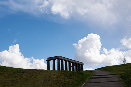 A view of the Nelson Monument on Calton Hill, Edinburgh, Scotlandの写真素材