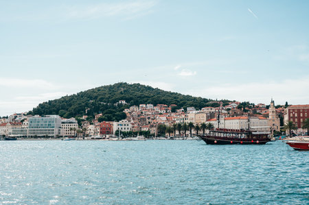Split, Croatia - May 25, 2024: The Riva, known as main Marina of Split, is the city seaside...