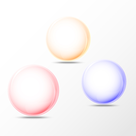 3 Color Glass ball with light reflex and shadows.のイラスト素材
