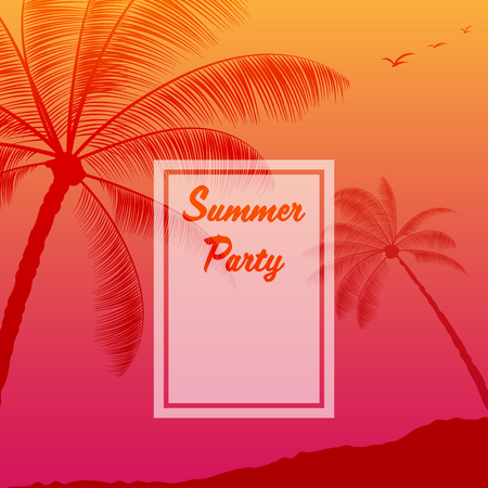 Palm tree on beach in summer timeのイラスト素材