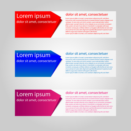 Arrow shape banner with 3 color red blue purpleのイラスト素材