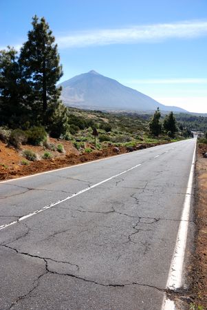 long road to the volcanoの写真素材
