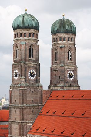 spires Munich Cathedral, Bavaria, Germanyの写真素材