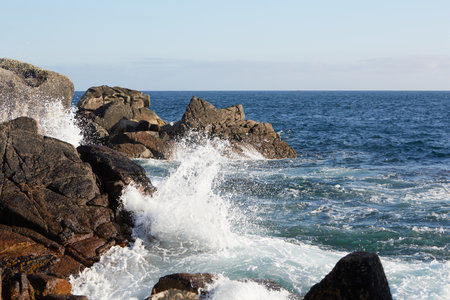 Isles of Scilly, UK - Waves crashing onto rocks at Peninnis Head, St. Mary's