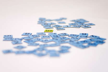 One green among many blueの写真素材