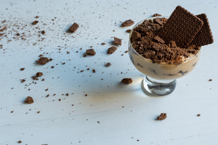 Chocotorta dessert, with layers of cream with dulce de leche and chocolate cookies. Typical Argentine sweets.の写真素材