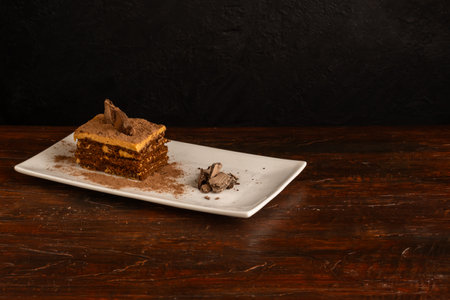 Chocotorta typical dessert from Argentina. Made with dulce de leche mixed with cream and chocolate cookies.の写真素材
