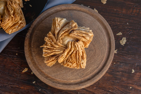 Pastelitos, an Argentine sweet that is part of traditional pastries. Made with fried dough and filled with sweet quince or sweet potato.の写真素材