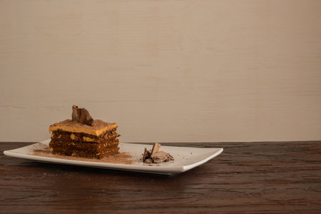 Chocotorta typical dessert from Argentina. Made with dulce de leche mixed with cream and chocolate cookies.の写真素材