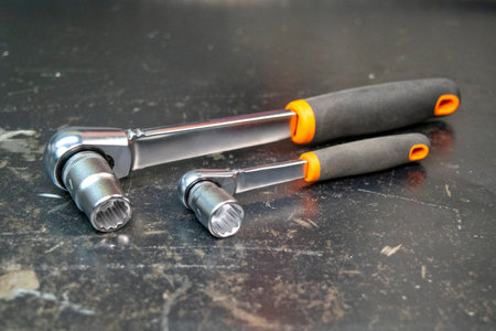 Set of tools for repair and construction on a black background close-up