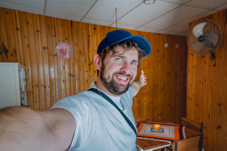 Selfie of a young man in a tourism department.