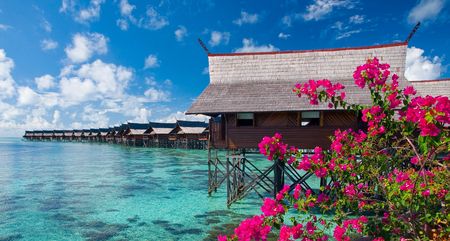 A man-made Kapalai island exotic tropical resort in the middle of ocean