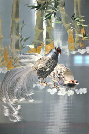 Embroidery eared figure of bamboo embroidered embroidery craftsのeditorial素材