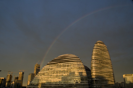 Rainbow over the cityのeditorial素材