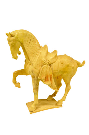The Tang Dynasty cultural relics of ancient pottery figurines horse dance objects Chinaのeditorial素材