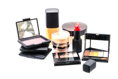some lipstick eyeshadow and powder for the ladyの写真素材