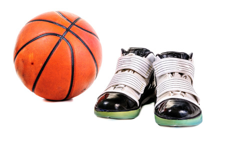 Basketball and shoeson with backgroundの写真素材