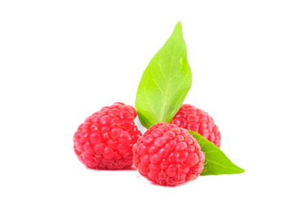 Raspberry fruit on white backgroundの写真素材