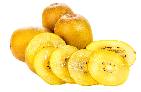 Kiwi fruit, gold kiwi isolated on white backgroundの写真素材