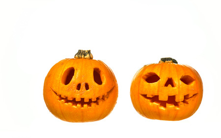 Halloween pumpkin isolated on white backgroundの写真素材