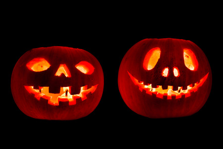 Halloween pumpkin on dark backgroundの写真素材