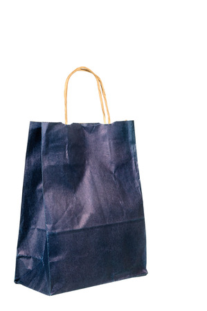 Blue Paper Bag isolated on white background.の写真素材