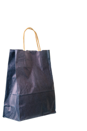 Blue Paper Bag isolated on white background.の写真素材