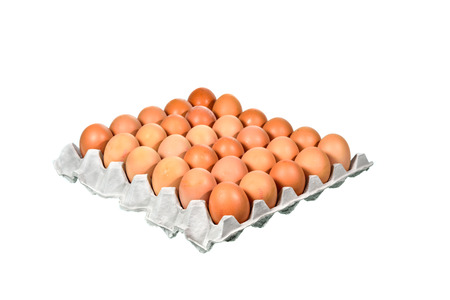 Egg in the package isolated on white background