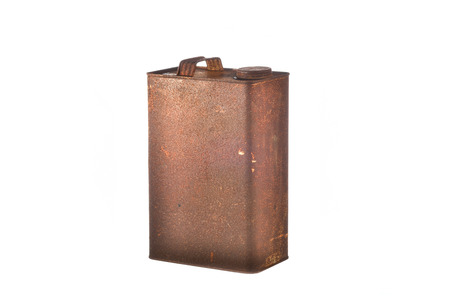 Rusty bucket isolated on white backgroundの写真素材