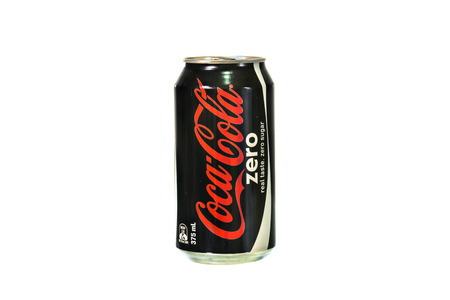 SYDNEY, AUSTRALIA -JANUARY 28, 2015: A Coca-Cola on white background. Coca-Cola is the one of the worlds favorite carbonated beveragesのeditorial素材