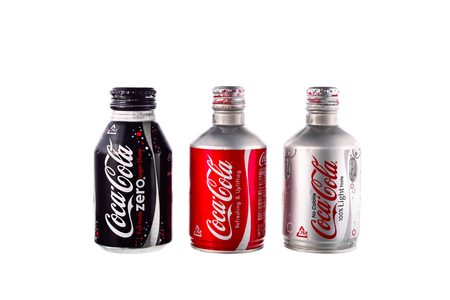 SYDNEY, AUSTRALIA -February 9, 2016: Coke on white background. Coke is the one of the worlds favorite carbonated beveragesのeditorial素材