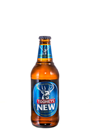 SYDNEY ,AUSTRALIA-February 9, 2016:Bottle of Toohey's beer new. Tooheys new is a brewery in Sydney, New South Wales, Australia. It produces beers and ciders under the Tooheys and Hahn trademarksのeditorial素材