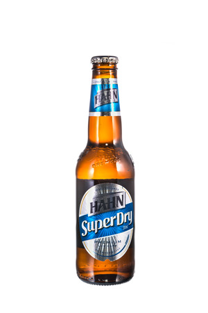 SYDNEY ,AUSTRALIA - February 9, 2016:Bottle of Hahn super dry. Hahn superdry is a brewery in Sydney, New South Wales, Australia. It produces beers and ciders under the Tooheys and Hahn trademarksのeditorial素材