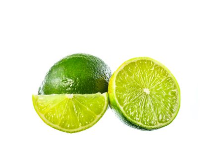 Lime fruit isolated on white backgroundの写真素材