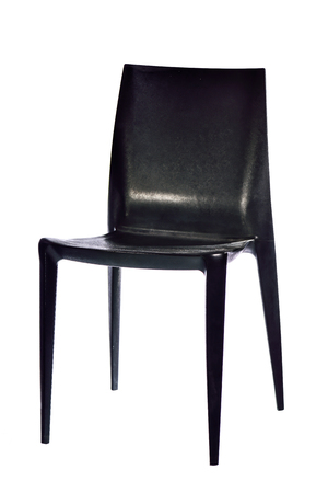 Black plastic chair isolated on white backgroundの写真素材