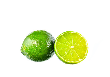 Lime fruit isolated on white backgroundの写真素材