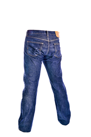 Blue Jeans trousers on white backgroundの写真素材