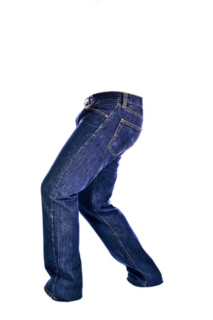 Blue Jeans trousers on white backgroundの写真素材