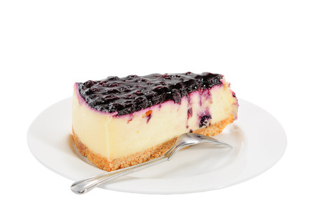 Blueberry cheesecake on with background with clipping pathの写真素材